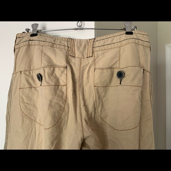 Free People Lightweight Khaki Flare Pants 6 8 - Picture 9 of 10